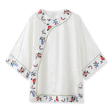 summer jacquard new Chinese printing light luxury silk shirt loose and thin design meat cover top M6061