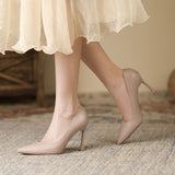 2025 988A pointed single shoes women's 2025 new thin heel shallow mouth  pointed professional temperament fashion high heels