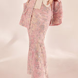 Spring New Guofeng Heavy Industry Embroidered Long Dress Women's  New Chinese Fashion Sequin Slim Hip Wrap Skirt MZ085