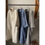summer new literary and retro college style natural yarn-dyed linen large size medium and long lapel shirt skirt