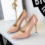 2025 8366-1  high heels fashion banquet women's shoes thin heel patent leather shallow mouth pointed head super high heel waterproof table single shoes