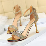 2025 1688-3  style sexy banquet summer high heels women's shoes stiletto high heels open-toed rhinestones with sandals