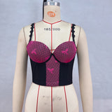 style fashion contrasting colors fish bone corset lace splicing thin sexy small vest suspender underwear