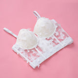 women's clothing popular solid color butterfly mesh sexy suspender small vest women's corset fishbone tube top underwear