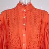 women's clothing  new hollow lace solid color loose tencel cotton short dress four colors