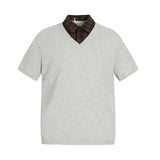 0245 n street tide deconstruction lapel splicing design men's street senior sense fit version polo short-sleeved T-shirt