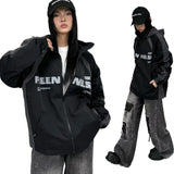 SR10 n retro popular autumn and winter trend men's and women's trench coat design locomotive windproof loose hooded jacket