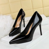 2025 8366-1  high heels fashion banquet women's shoes thin heel patent leather shallow mouth pointed head super high heel waterproof table single shoes