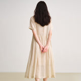 Skirt commuter high-end female summer, ramie sea breeze literary shirt skirt, versatile casual dress female B0567