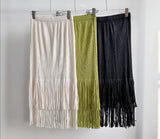 summer live broadcast hot sale, set-to-dye white, elegant and lazy Sanzhai sleeveless top, pleated fringed skirt for women