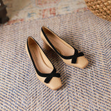 2025 5288-6  retro temperament single shoes women's spring 2025 new thick heels, light mouth bow high heels