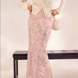 Spring New Guofeng Heavy Industry Embroidered Long Dress Women's  New Chinese Fashion Sequin Slim Hip Wrap Skirt MZ085