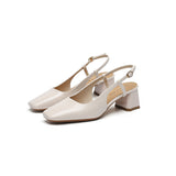 2025 5299 patent leather bag head back empty high-heeled sandals 2025 new square head temperament banquet Korean version thick-heeled single shoes women