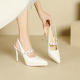 2025 1088-16 Rhinestone word with high heel sandals women's pointed thin heel waterproof table single shoes rear empty socialite high heels