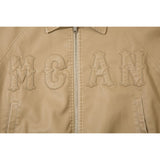 124 n retro popular autumn and winter street men's patch jacket design men's and women's lapel leather jacket