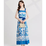 real shot, new summer products, contrasting flower print, high waist strap, tube top suspender A-shaped dress, with belt.