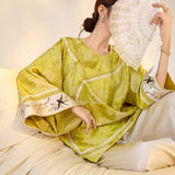 Guofeng New Chinese Jacquard Yellow Human Silk Shirt popular New Design Light Luxury Temperament Top M5138