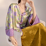 spring new Chinese flower print, fashionable and thin coat, light luxury high-end top, women's M4119