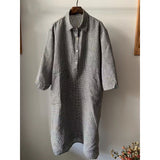 summer new literary and retro college style natural yarn-dyed linen large size medium and long lapel shirt skirt