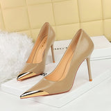 2025 3739-9 Retro  style banquet high heels, stiletto women's shoes, super high heels, shallow mouth pointed metal pointed single shoes