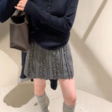 2025 Gray short skirt spring niche design sense high waist and thin fungus edge a word hip skirt cover hip skirt