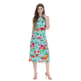 Real shot, rose print, pleated details, umbrella-shaped slim-fitting high-waisted A-shaped dress, fashion temperament