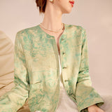 spring new national style bronzing silk top new Chinese temperament design short jacket women's N3028