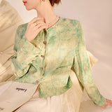 spring new national style bronzing silk top new Chinese temperament design short jacket women's N3028