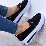 hulianfu Shoes Women's Summer Platform Sport Casual Shoes Lace-up Flats Plus Size 43 Comfort Non Slip Women Loafers Vulcanize Shoes