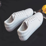 hulianfu Fashion Shoes Women's Vulcanize Shoes Spring New Casual Classic Solid Color PU Leather Shoes Women Casual White Shoes Sneakers