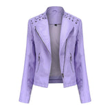 Pu Faux Leather Jackets Women Long Sleeve Zipper Slim Motor Biker Leather Coat Female Outwear Tops