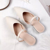 hulianfu  summer new fashion outdoor slippers female Korean edition pointed leather flat girl Mueller shoes history free delivery