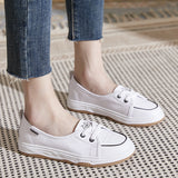 Women Flats High Quality New Summer Women Shoes Fashion Genuine Leather Shallow Breathable Vulcanize Shoes Casual Non-slip