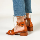 hulianfu Summer Gladiator Sandals Buckle Strap Cowhide Ladies Roman Style  Gladiator Shoes Summer Sandals Female Spring AutumRetro Shoes