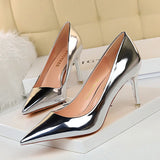 hulianfu Silver Gold Ladies Pumps Shiny Metallic High-Heels Stilettos Women Shoes Wedding Luxury Beautiful Heeled Shoes Size34-43