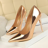 hulianfu Silver Gold Ladies Pumps Shiny Metallic High-Heels Stilettos Women Shoes Wedding Luxury Beautiful Heeled Shoes Size34-43