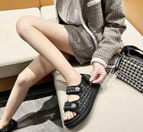 hulianfu  Women Fashion Sandals Summer New Flat  Embroidery  Casual Roman Designer Shoes Platform Sandal