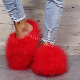 Slippers Woman Ostrich Fur Women Shoes Flat Slipper Women's Flip Flops Brand Ladies Sandals Female Flipflop Luxury Sandal