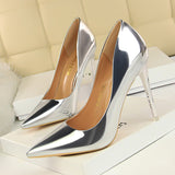 hulianfu Silver Gold Ladies Pumps Shiny Metallic High-Heels Stilettos Women Shoes Wedding Luxury Beautiful Heeled Shoes Size34-43