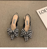 hulianfu Women Sandals Bow Decoration Houndstooth Polka Dots Summer Niche Fairy Women Shoes French Square Root Wrap Toe Females Sandals