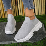 Breathable Mesh Thick Bottom Sneakers Women  Autumn Platform Knitted Casual Shoes Woman Plus Size 42 Anti Slip Sock Shoes