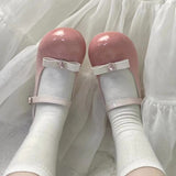 hulianfu Crystal Bowtie Pink Mary Jean Lolita Shoes Women  Spring Patent Leather Low Heels Pumps Woman Japan Round Toe Cosplay Shoes