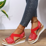 new Summer Women's Wedges Sandals Peep Toe Ladies Cross-tied Slides Thick Bottom Fashion Open Toe Female New Woman Shoes