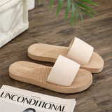 hulianfu  Beach Faux Linen Women Slippers Flat Heel Outdoor Summer Lightweight Slides Sewing Cross Strap Ladies Shoes Female Sandals