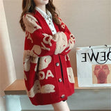 hulianfu Loose Sweater Oversize Woman Christmas Sweater Coat Korean Fashion Sweet Cardigans For Women  Thick Winter Clothes Knitted