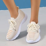 Plus Size 43 Soft Sole Casual Shoes Women  Autumn Breathable Mesh Knitted Sneakers Woman Flat Heels Anti Slip Walking Shoes