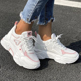 hulianfu  New Letter Graphic Lace-up Front Wedge Sneakers Women Breath Thick Bottom Shoes Lace-Up Flat Leisure Shoes Outside Fashion