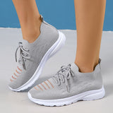 Plus Size 43 Soft Sole Casual Shoes Women  Autumn Breathable Mesh Knitted Sneakers Woman Flat Heels Anti Slip Walking Shoes