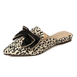 women's spring outerwear slippers ladies mule low heel casual shoes pointy Sexy leopard print design Houndstooth banquet wear