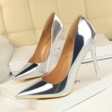 hulianfu Silver Gold Ladies Pumps Shiny Metallic High-Heels Stilettos Women Shoes Wedding Luxury Beautiful Heeled Shoes Size34-43